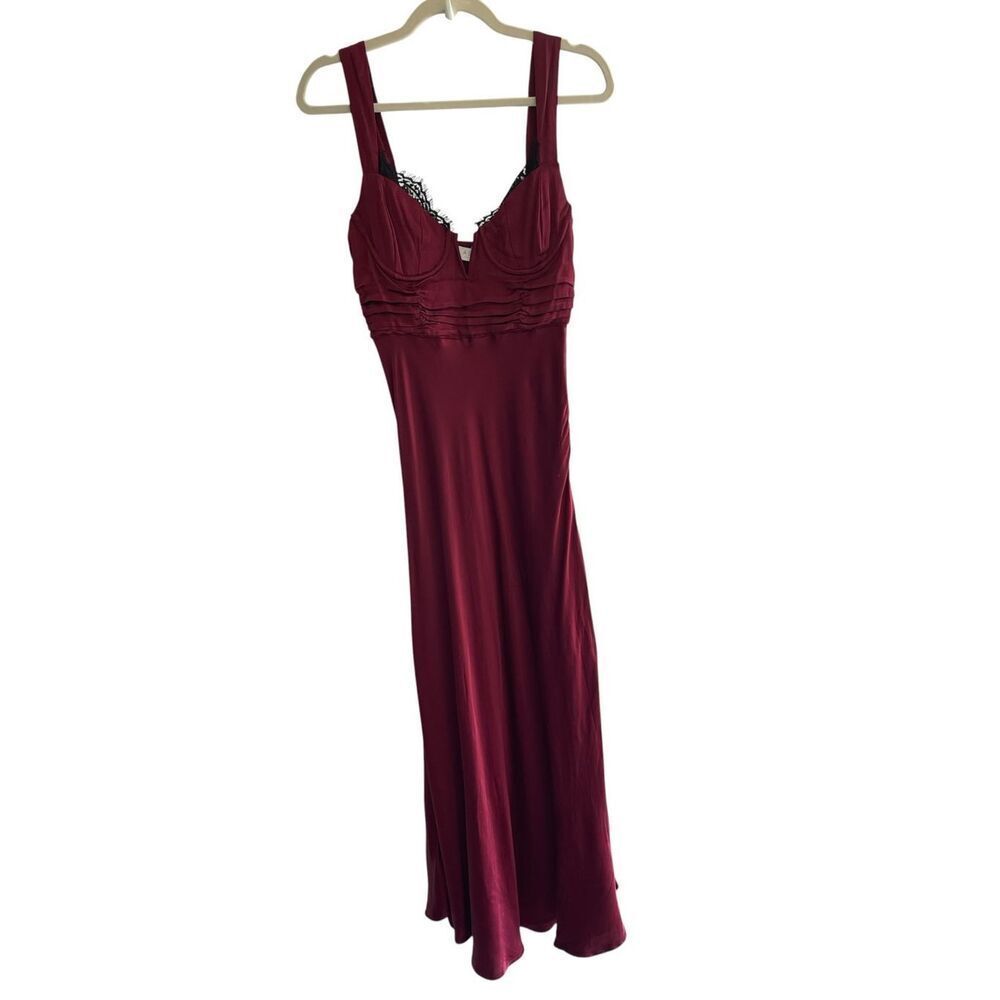 ASTR the Label Burgundy Wine Satin Bustier Slip Dress Women’s Size XS Coquette